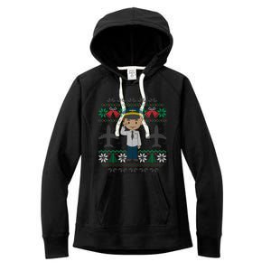 Plane Pilot Ugly Christmas Airplane Operator Aviator Meaningful Gift Women's Fleece Hoodie