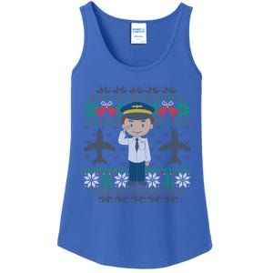 Plane Pilot Ugly Christmas Airplane Operator Aviator Meaningful Gift Ladies Essential Tank