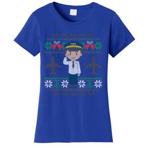 Plane Pilot Ugly Christmas Airplane Operator Aviator Meaningful Gift Women's T-Shirt