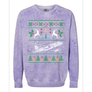 Plane Pilot Ugly Christmas Airplane Operator Aviator Gift Colorblast Crewneck Sweatshirt