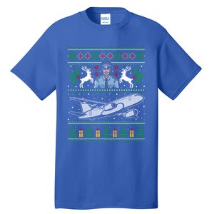 Plane Pilot Ugly Christmas Airplane Operator Aviator Gift Tall T-Shirt