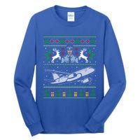 Plane Pilot Ugly Christmas Airplane Operator Aviator Gift Tall Long Sleeve T-Shirt