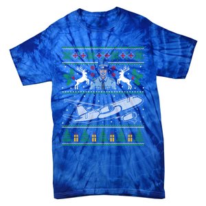 Plane Pilot Ugly Christmas Airplane Operator Aviator Gift Tie-Dye T-Shirt