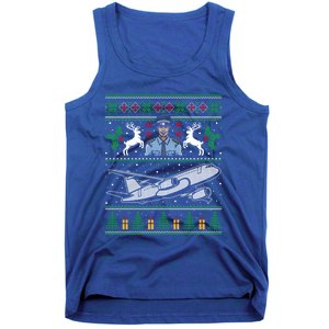 Plane Pilot Ugly Christmas Airplane Operator Aviator Gift Tank Top