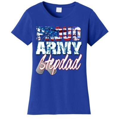 Proud Patriotic Usa Army Stepdad Usa Flag Fathers Day Meaningful Gift Women's T-Shirt