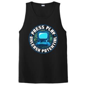 Press Play Unleash Potential Quote Computer Gaming Lovers Cool Gift PosiCharge Competitor Tank