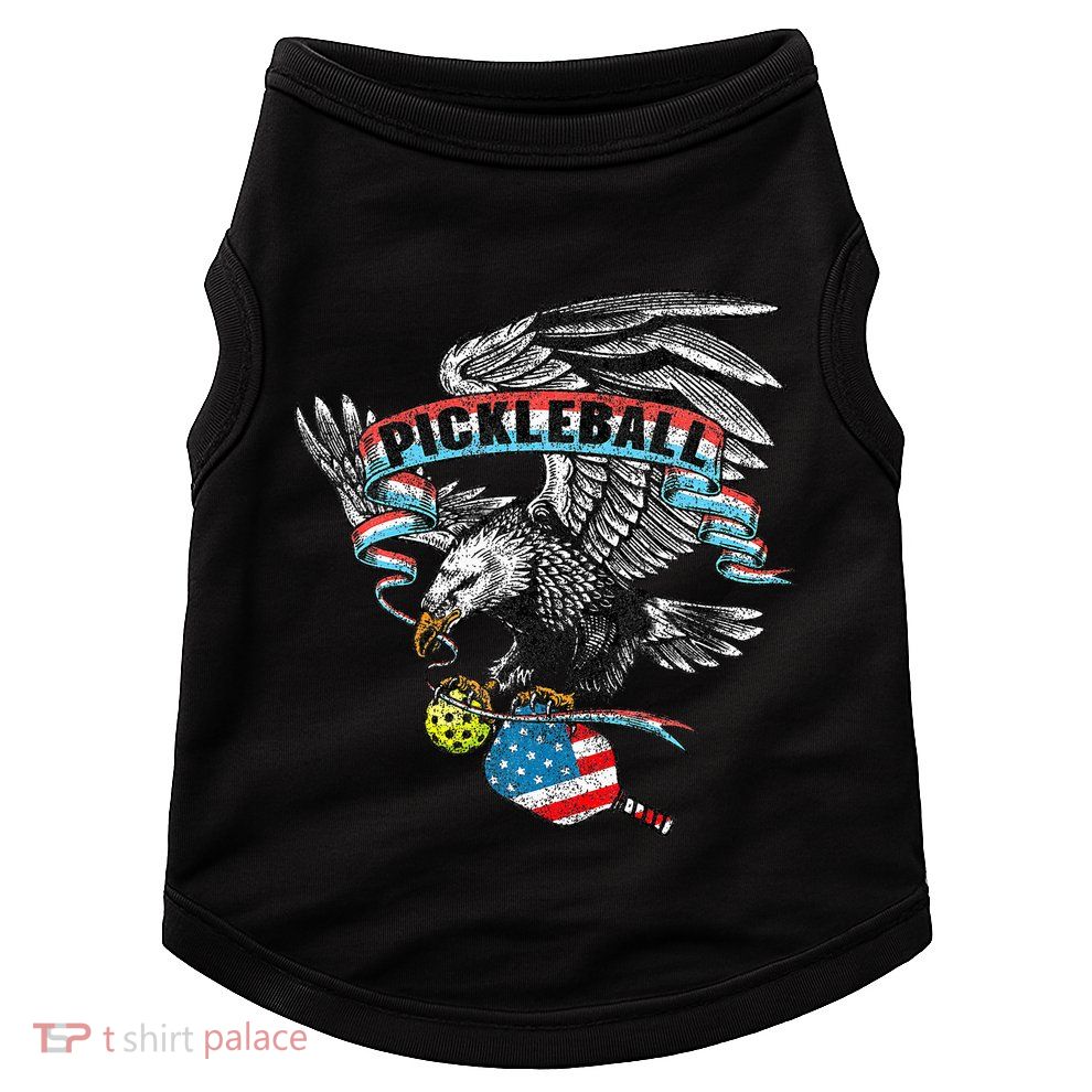 Pickleball Player Usa American Flag Eagle Vintage Graphic Doggie Tank