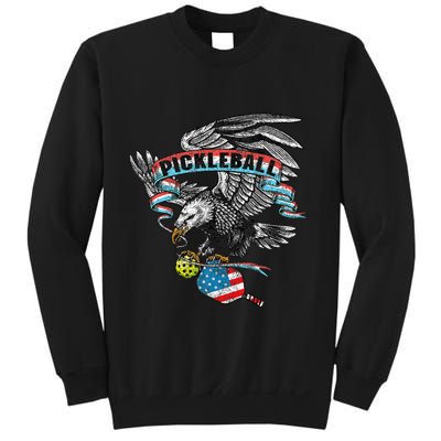 Pickleball Player Usa American Flag Eagle Vintage Graphic Sweatshirt