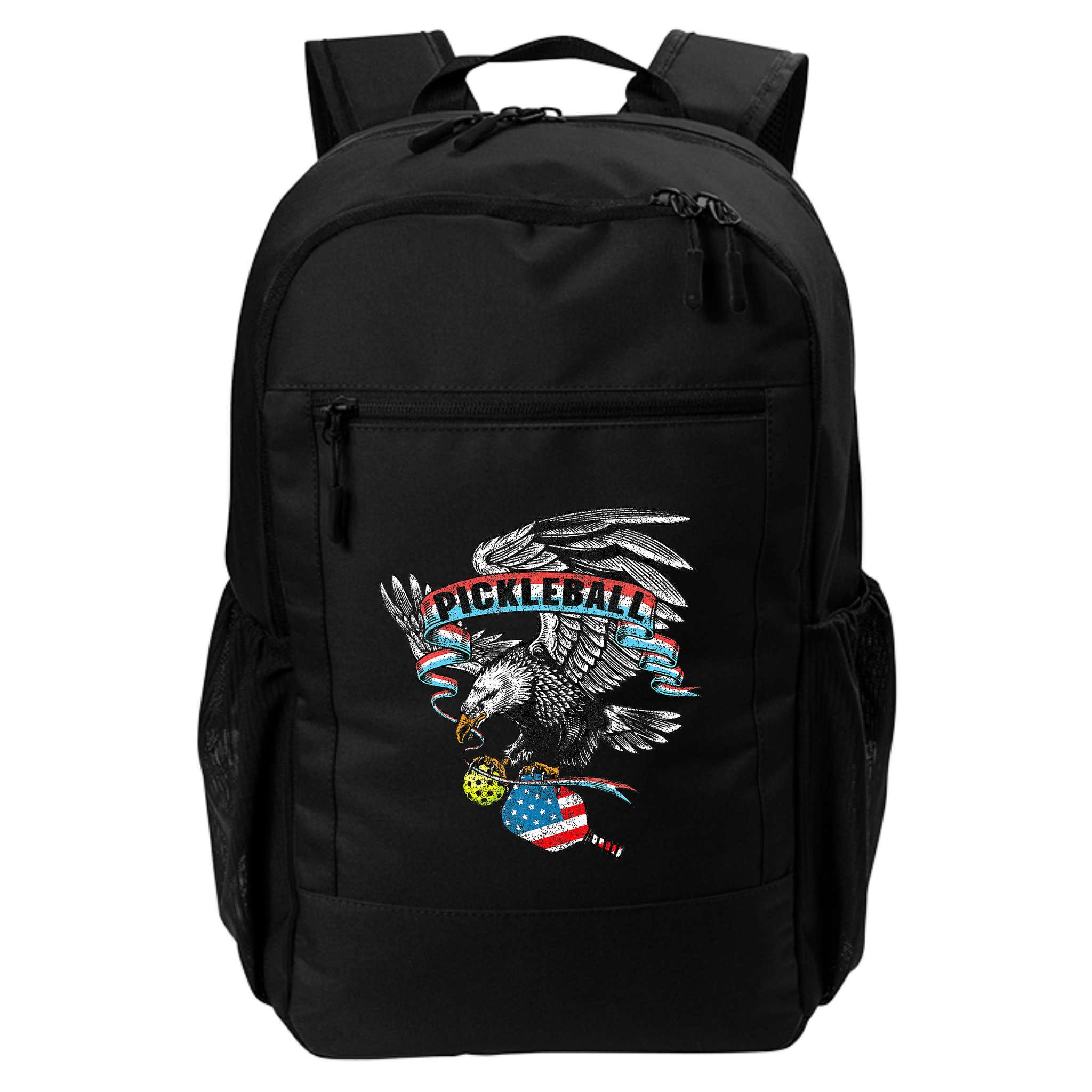 Pickleball Player Usa American Flag Eagle Vintage Graphic Backpack