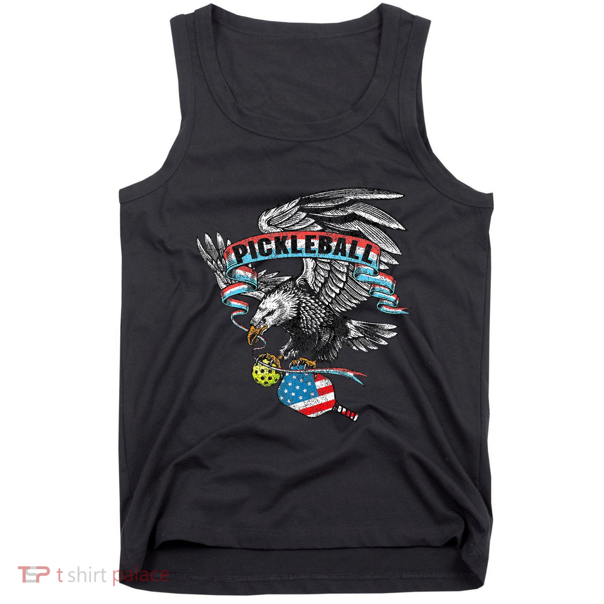 Pickleball Player Usa American Flag Eagle Vintage Graphic Tank Top