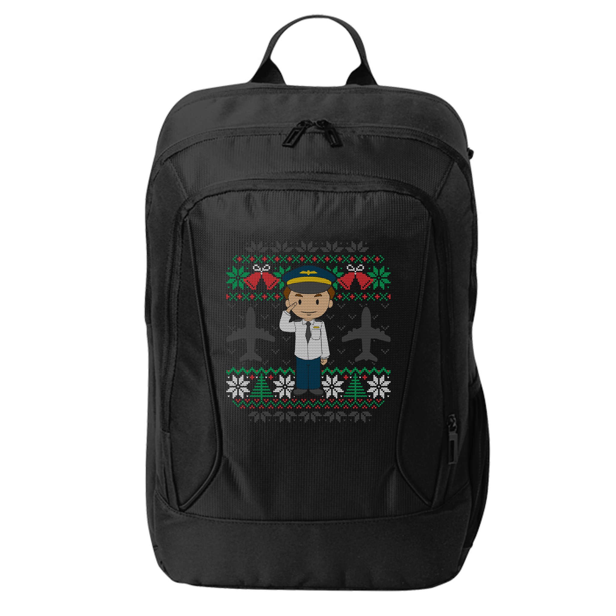 Plane Pilot Ugly Christmas Sweater Airplane Operator Aviator Gift City Backpack