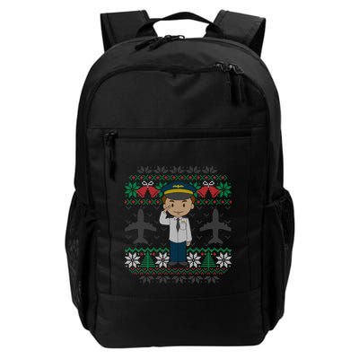 Plane Pilot Ugly Christmas Sweater Airplane Operator Aviator Gift Backpack