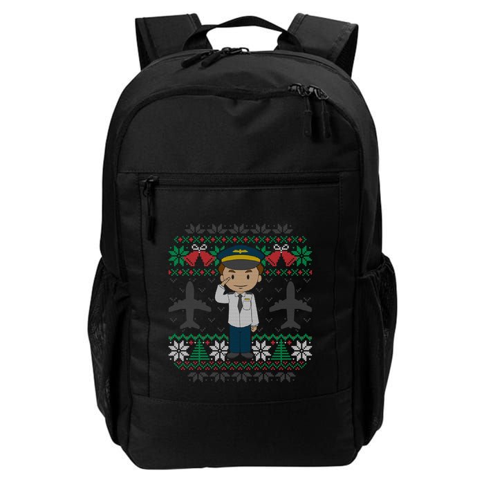 Plane Pilot Ugly Christmas Sweater Airplane Operator Aviator Gift Backpack