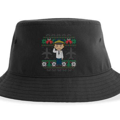 Plane Pilot Ugly Christmas Sweater Airplane Operator Aviator Gift Sustainable Bucket Hat