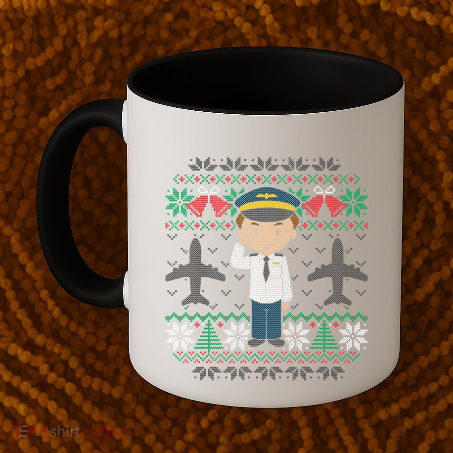 Plane Pilot Ugly Christmas Sweater Airplane Operator Aviator Gift Mug