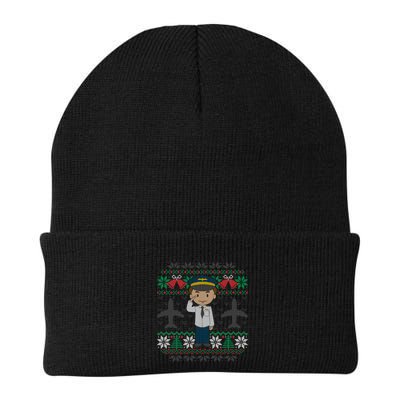 Plane Pilot Ugly Christmas Sweater Airplane Operator Aviator Gift Beanie