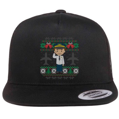 Plane Pilot Ugly Christmas Sweater Airplane Operator Aviator Gift Flatbill Hat