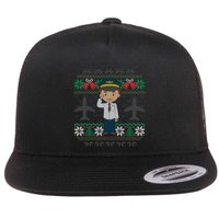 Plane Pilot Ugly Christmas Sweater Airplane Operator Aviator Gift Flat Bill Trucker Hat