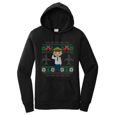 Plane Pilot Ugly Christmas Sweater Airplane Operator Aviator Gift Women's Pullover Hoodie