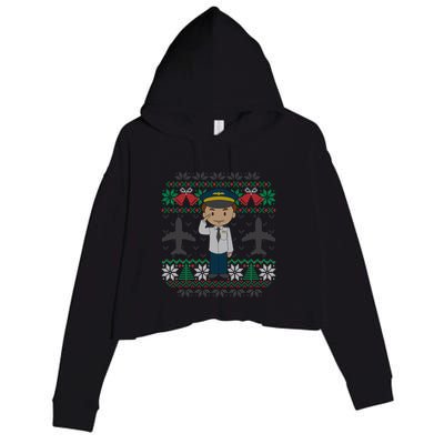 Plane Pilot Ugly Christmas Sweater Airplane Operator Aviator Gift Crop Fleece Hoodie
