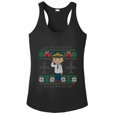 Plane Pilot Ugly Christmas Sweater Airplane Operator Aviator Gift Ladies PosiCharge Competitor Racerback Tank