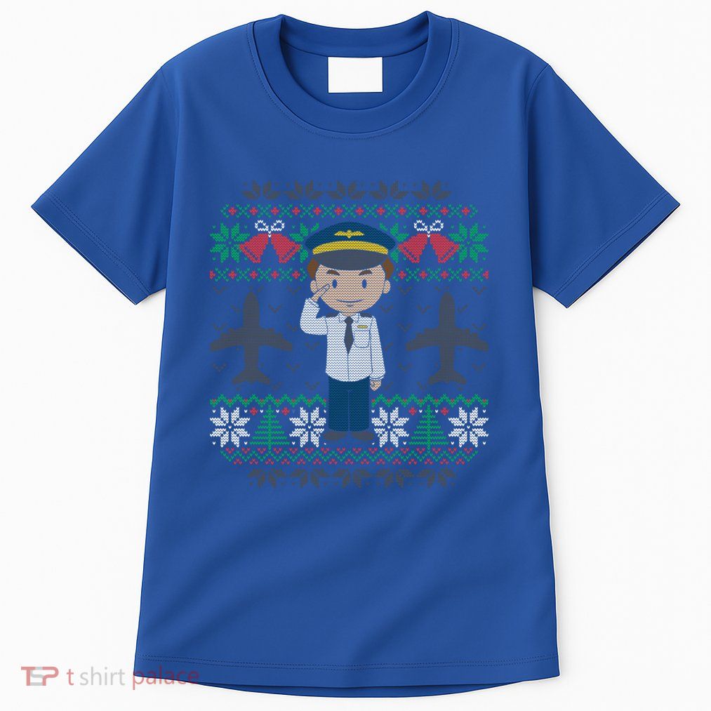 Plane Pilot Ugly Christmas Sweater Airplane Operator Aviator Gift Tall T-Shirt