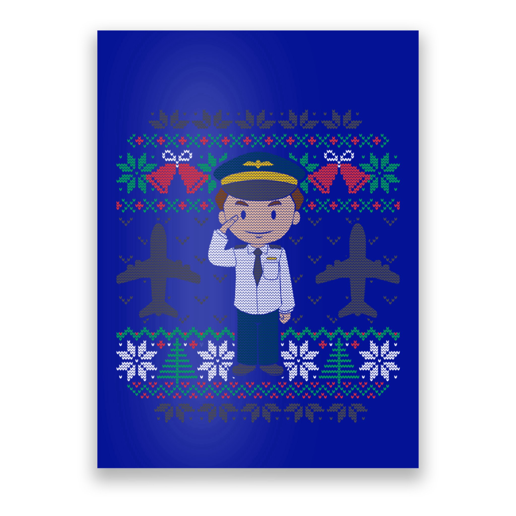 Plane Pilot Ugly Christmas Sweater Airplane Operator Aviator Gift Poster