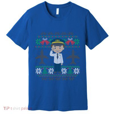 Plane Pilot Ugly Christmas Sweater Airplane Operator Aviator Gift Premium T-Shirt