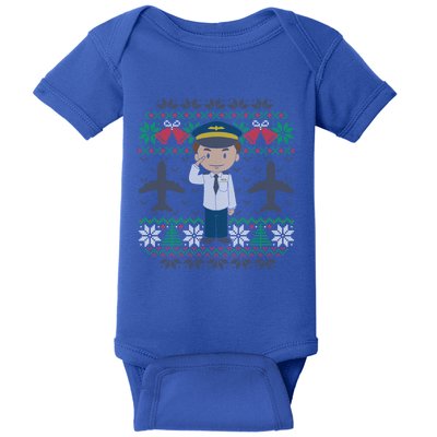 Plane Pilot Ugly Christmas Sweater Airplane Operator Aviator Gift Baby Bodysuit