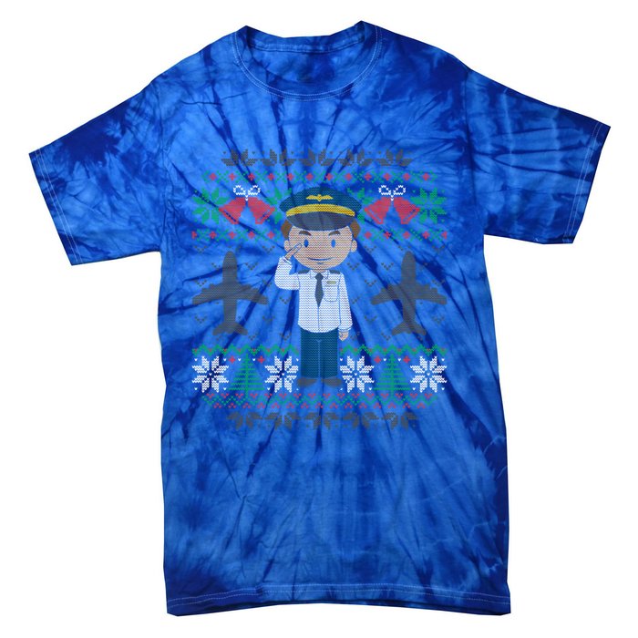 Plane Pilot Ugly Christmas Sweater Airplane Operator Aviator Gift Tie-Dye T-Shirt