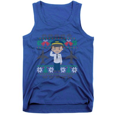 Plane Pilot Ugly Christmas Sweater Airplane Operator Aviator Gift Tank Top