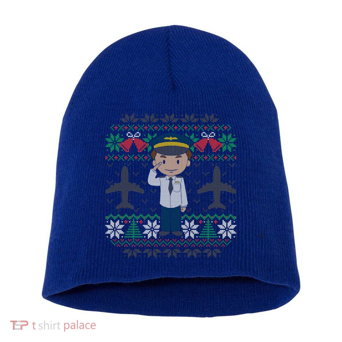 Plane Pilot Ugly Christmas Sweater Airplane Operator Aviator Gift Short Acrylic Beanie