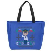 Plane Pilot Ugly Christmas Sweater Airplane Operator Aviator Gift Zip Tote Bag