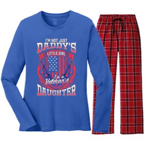 (Printed ) Proud Us Military Veterans Daughter Quote Gift Women's Long Sleeve Flannel Pajama Set 