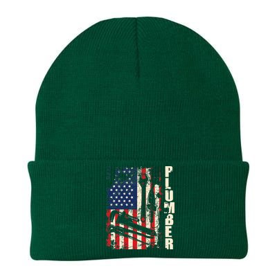 Patriotic Plumber US Flag Plumbing Handyman Pipe Fitter Knit Cap Winter Beanie