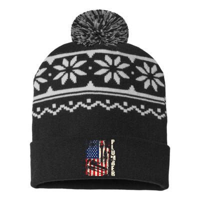 Patriotic Plumber US Flag Plumbing Handyman Pipe Fitter USA-Made Snowflake Beanie