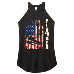 Patriotic Plumber US Flag Plumbing Handyman Pipe Fitter Women's Perfect Tri Rocker Tank