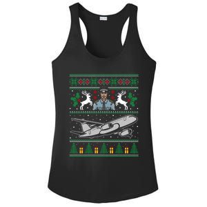 Plane Pilot Ugly Christmas Sweater Airplane Operator Aviator Gift Ladies PosiCharge Competitor Racerback Tank