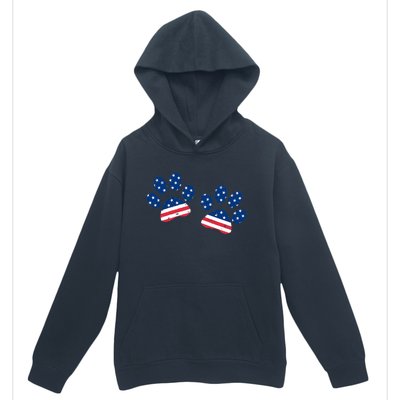 Paw Print USA Flag I Love Dogs Patriotic 4th Of July Urban Pullover Hoodie