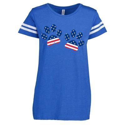 Paw Print USA Flag I Love Dogs Patriotic 4th Of July Enza Ladies Jersey Football T-Shirt