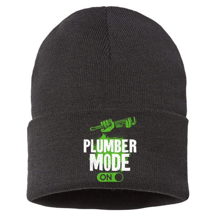 Plumbing Plumber Vintage Plumber Mode On Sustainable Knit Beanie