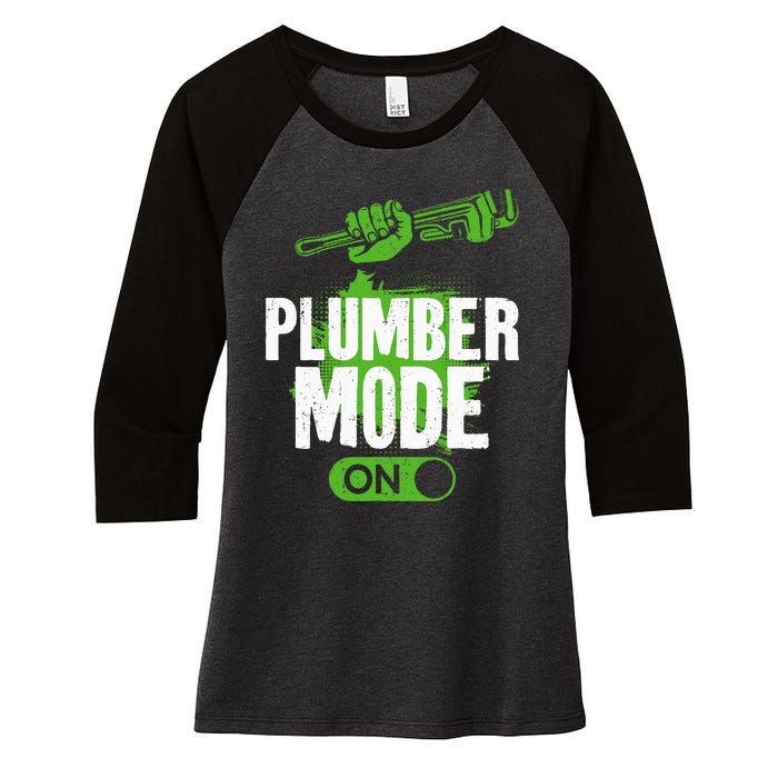 Plumbing Plumber Vintage Plumber Mode On Women's Tri-Blend 3/4-Sleeve Raglan Shirt