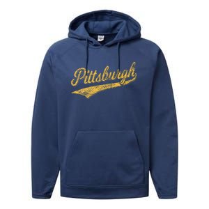 Pittsburgh Pennsylvania Varsity Script Sports Jersey Style Performance Fleece Hoodie