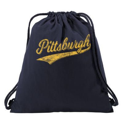 Pittsburgh Pennsylvania Varsity Script Sports Jersey Style Drawstring Bag