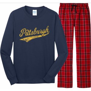 Pittsburgh Pennsylvania Varsity Script Sports Jersey Style Long Sleeve Pajama Set