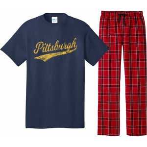 Pittsburgh Pennsylvania Varsity Script Sports Jersey Style Pajama Set