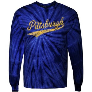 Pittsburgh Pennsylvania Varsity Script Sports Jersey Style Tie-Dye Long Sleeve Shirt