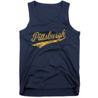 Pittsburgh Pennsylvania Varsity Script Sports Jersey Style Tank Top