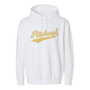 Pittsburgh Pennsylvania Varsity Script Sports Jersey Style Garment-Dyed Fleece Hoodie