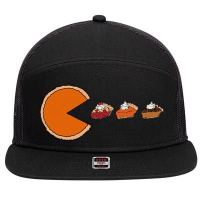 Pumpkin Pie Video Game Funny Thanksgiving Pie Whipped Cream 7 Panel Mesh Trucker Snapback Hat